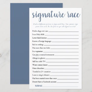 Simple Signature Race Dusty Slate Blue Game Card