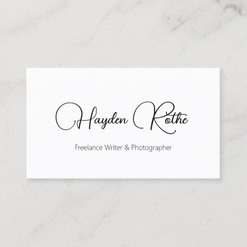 Simple Signature Script Black and White  Business Card