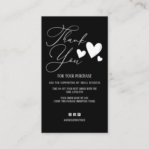 Simple Signature Script Hearts Order Thank You Bus Business Card