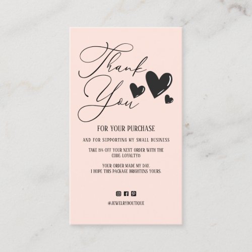 Simple Signature Script Hearts Order Thank You Bus Business Card