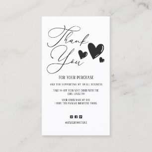 Simple Signature Script Hearts Order Thank You Business Card