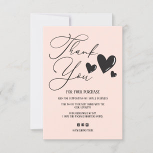 Simple Signature Script Hearts Order Thank You Card