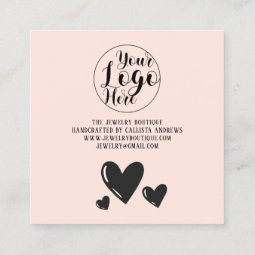 Simple Signature Script Hearts Order Thank You Squ Square Business Card ...