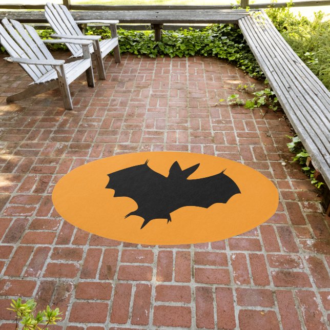 Simple Silhouette Of A Halloween Bat Outdoor Rug (Insitu (Outdoor 3))