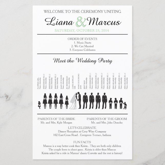 Simple Silhouettes Ceremony Program (Front)