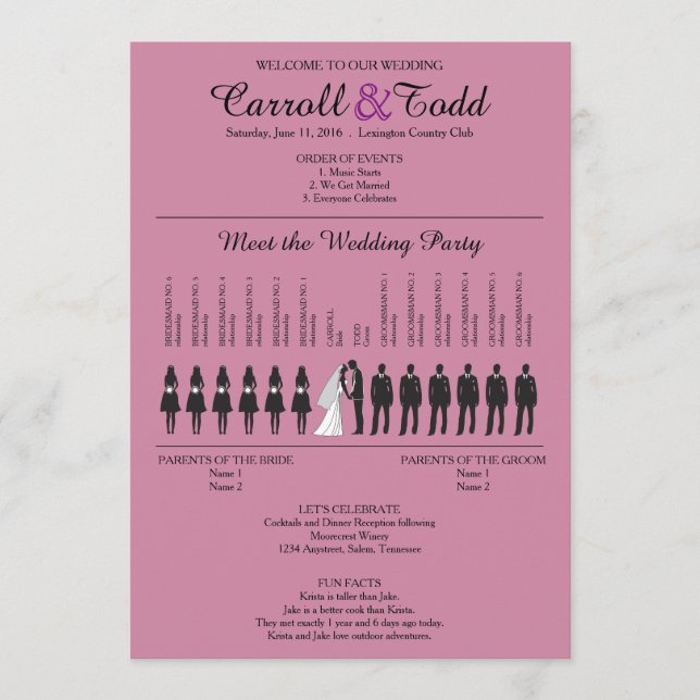 Simple Silhouettes Wedding Program (Front)