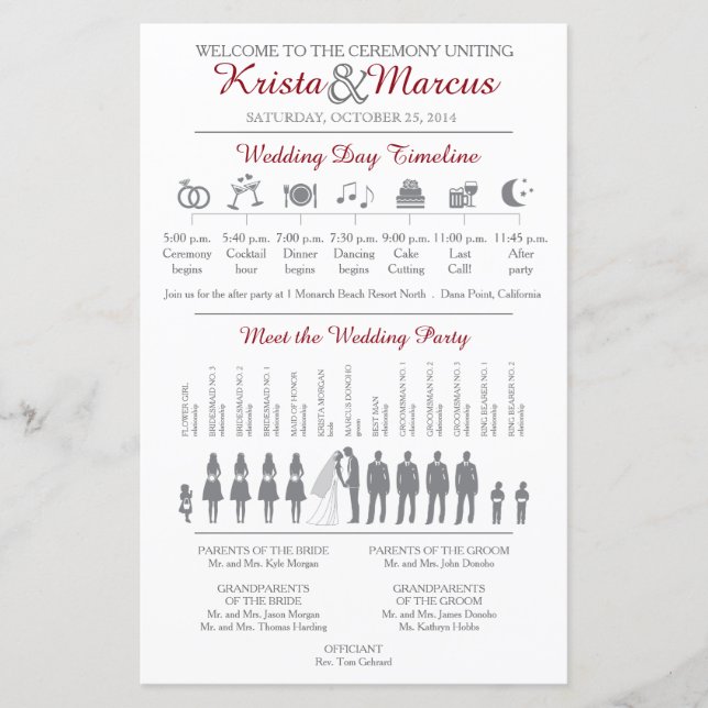 Simple Silhouettes Wedding Program (Front)