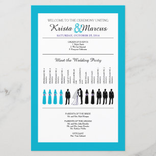 Simple Silhouettes Wedding Program Fan