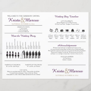 Simple Silhouettes Wedding Program Fan
