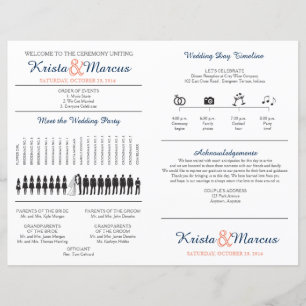 Simple Silhouettes Wedding Program Fan