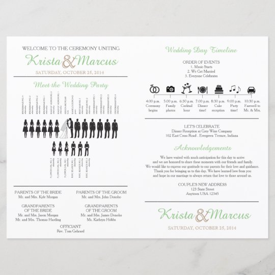 Simple Silhouettes Wedding Program Fan Zazzle Com