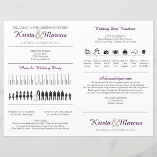 Simple Silhouettes Wedding Program Fan