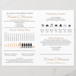 Simple Silhouettes Wedding Program Fan