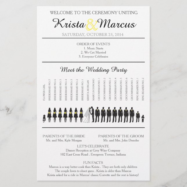 Simple Silhouettes Wedding Program Flyer (Front)