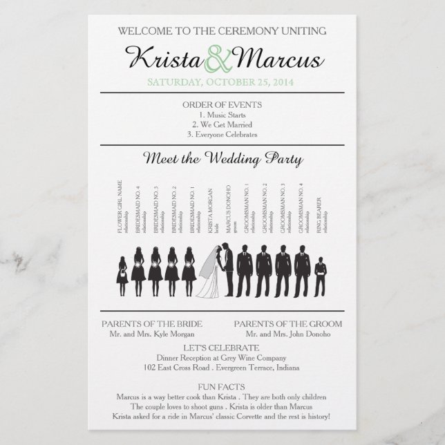 Simple Silhouettes Wedding Program Flyer (Front)