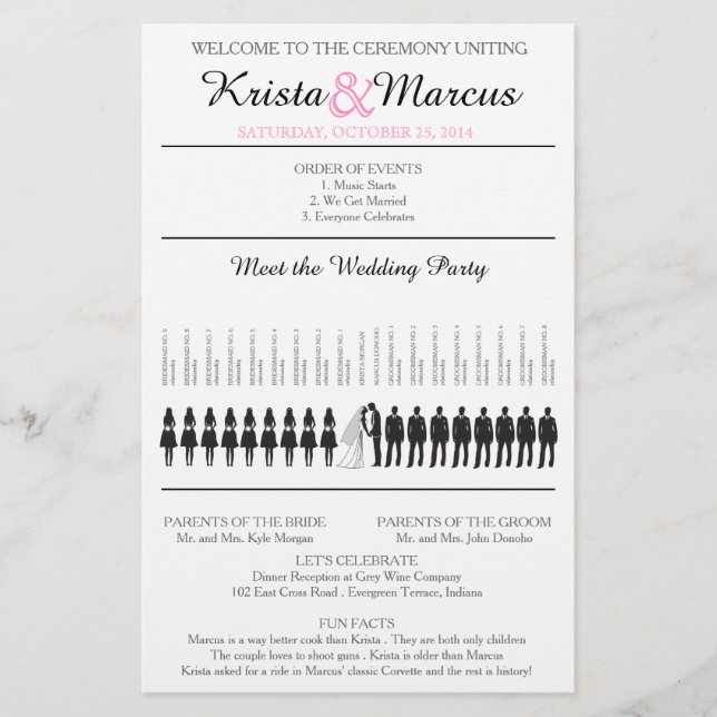 Simple Silhouettes Wedding Program Flyer (Front)