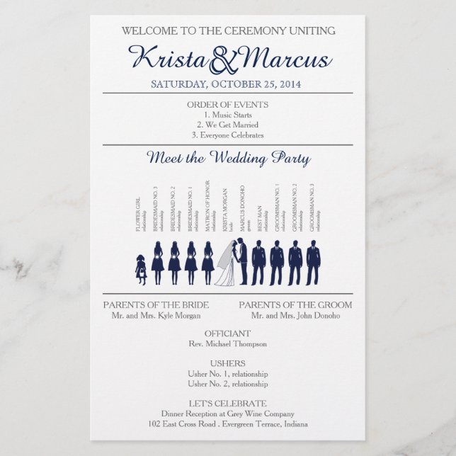 Simple Silhouettes Wedding Program Flyer (Front)
