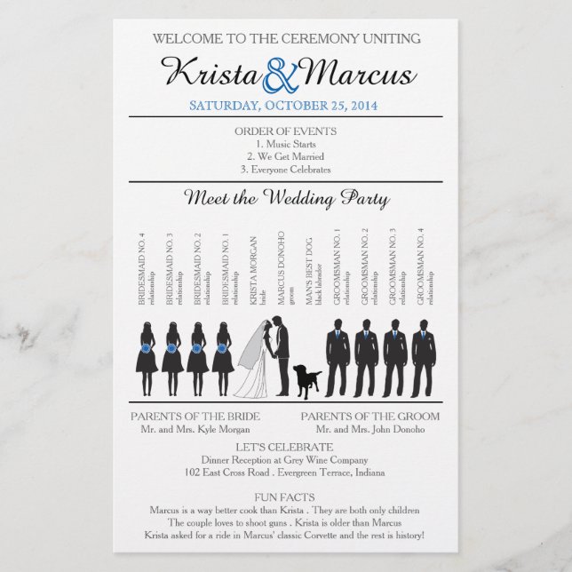Simple Silhouettes Wedding Program Flyer (Front)