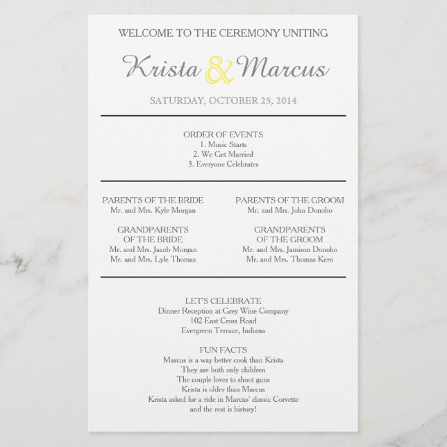 Simple Silhouettes Wedding Program Flyer (Front)