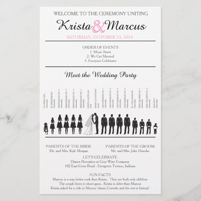 Simple Silhouettes Wedding Program Flyer (Front)