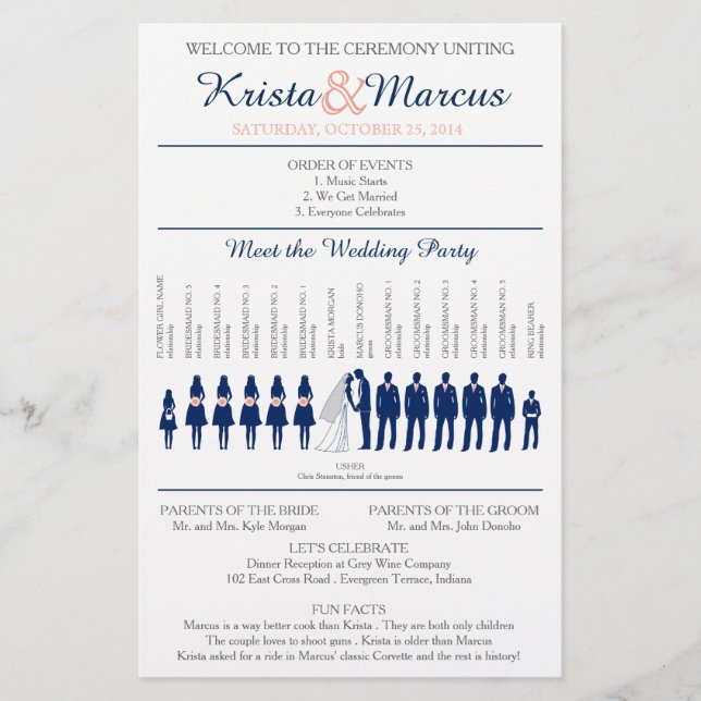 Simple Silhouettes Wedding Program Flyer (Front)