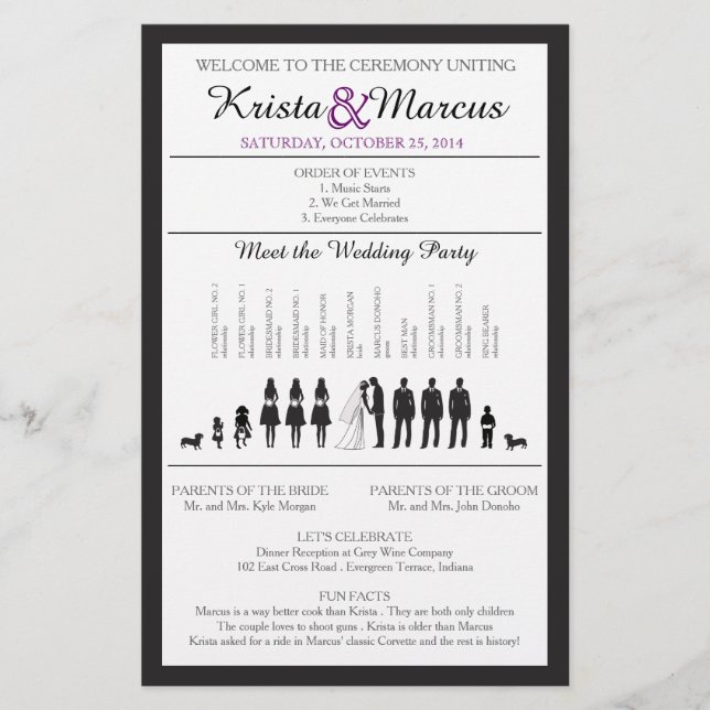 Simple Silhouettes Wedding Program Flyer (Front)