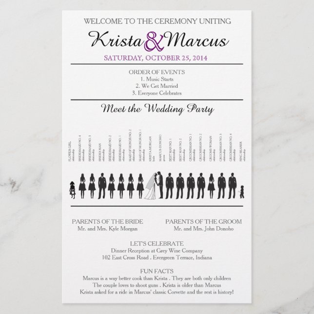 Simple Silhouettes Wedding Program Flyer-15 (Front)