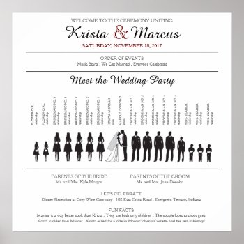 Simple Silhouettes Wedding Program Poster by goskell at Zazzle