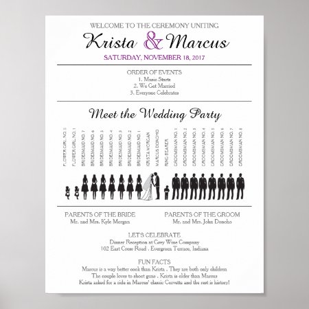 Simple Silhouettes Wedding Program Poster