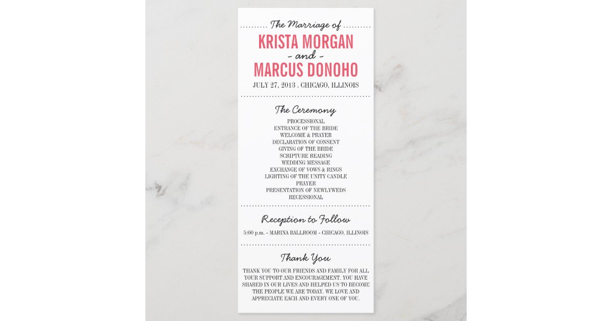 Simple Silhouettes Wedding Program Rack Card Zazzle Com