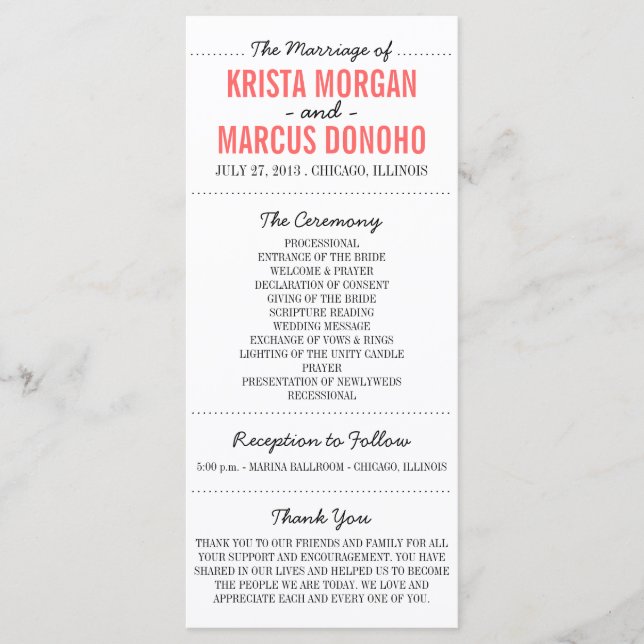 Simple Silhouettes Wedding Program Rack Card 14 (Front)