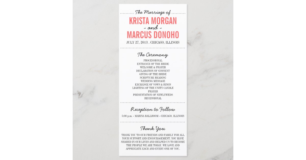 Simple Silhouettes Wedding Program Rack Card 8 Zazzle Com