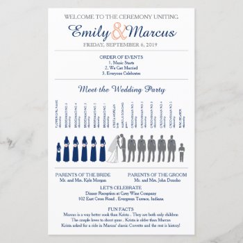 Simple Silhouettes Wedding Program With Timeline by goskell at Zazzle