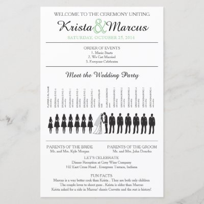 Simple Silhouettes Wedding Program with Timeline