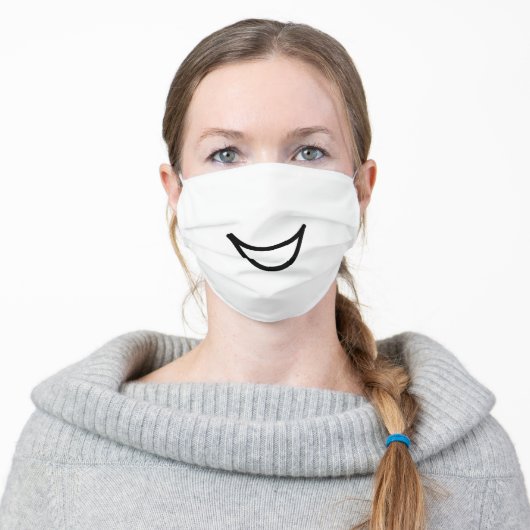 Simple Silly Smile Unisex Adult Cloth Face Mask (Worn)