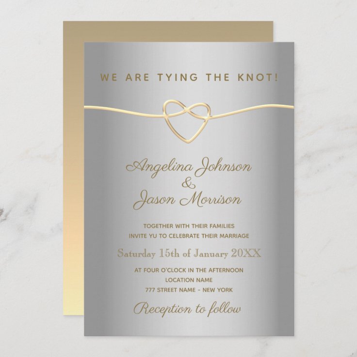 Simple Silver And Gold Wedding Invitation | Zazzle