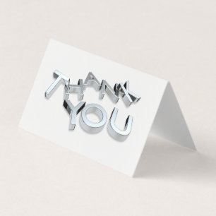 Simple Silver and White Mini Thank You Cards