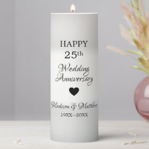 Simple Silver Anniversary Pillar Candle