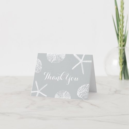 Simple Silver Beach Theme Seashells Thank You