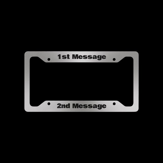 Simple Silver Brushed Metal Look Black Text License Plate Frame (Creator Uploaded)