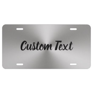 Simple Silver Brushed Metal Look with Black Script License Plate