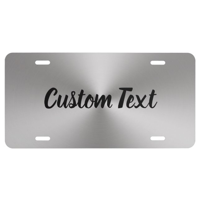 Simple Silver Brushed Metal Look with Black Script License Plate (Front)