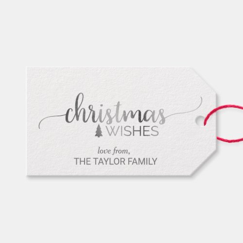 Simple Silver Calligraphy Christmas Gift Tags