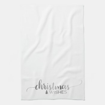 Simple Silver Calligraphy Christmas Kitchen Towel by ChristmasPaperCo at Zazzle