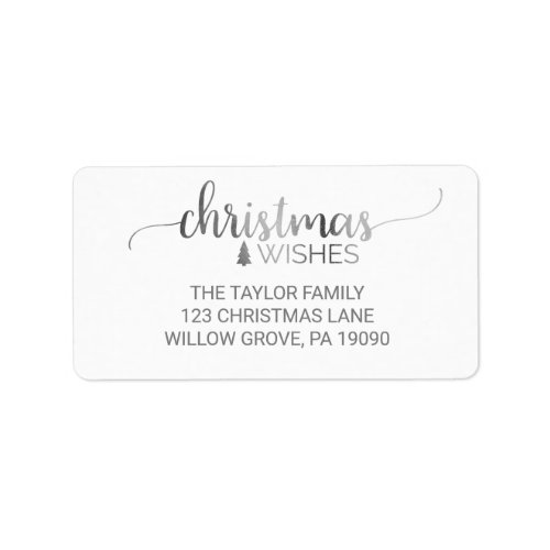 Simple Silver Calligraphy Christmas Label