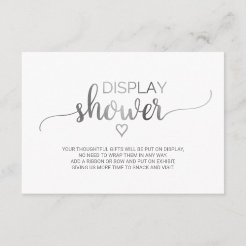 Simple Silver Calligraphy Display Shower Enclosure Card