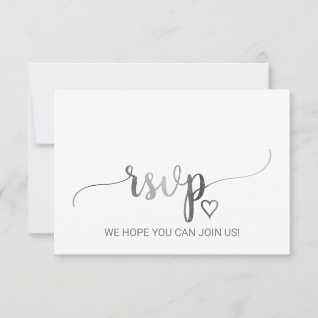 Simple Silver Calligraphy Menu Choice RSVP Card (Front)