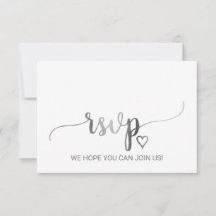 Simple Silver Calligraphy Menu Choice RSVP Card