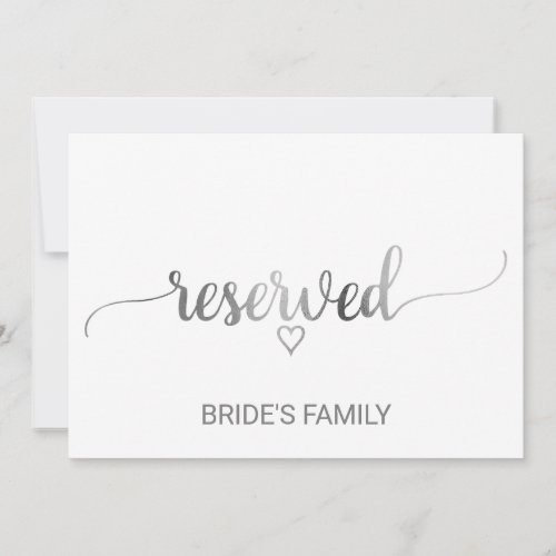 Simple Silver Calligraphy Wedding Reserved Sign Invitation