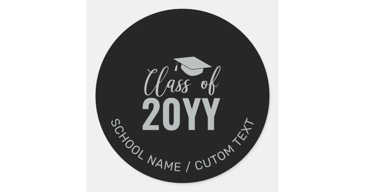 Simple Silver Class of Graduation Party Favor Classic Round Sticker ...
